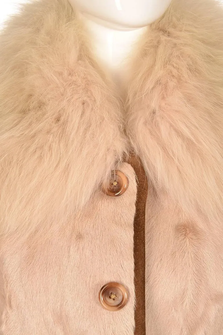 1960s Bisque Calf and Angora Rabbit Fur Coat