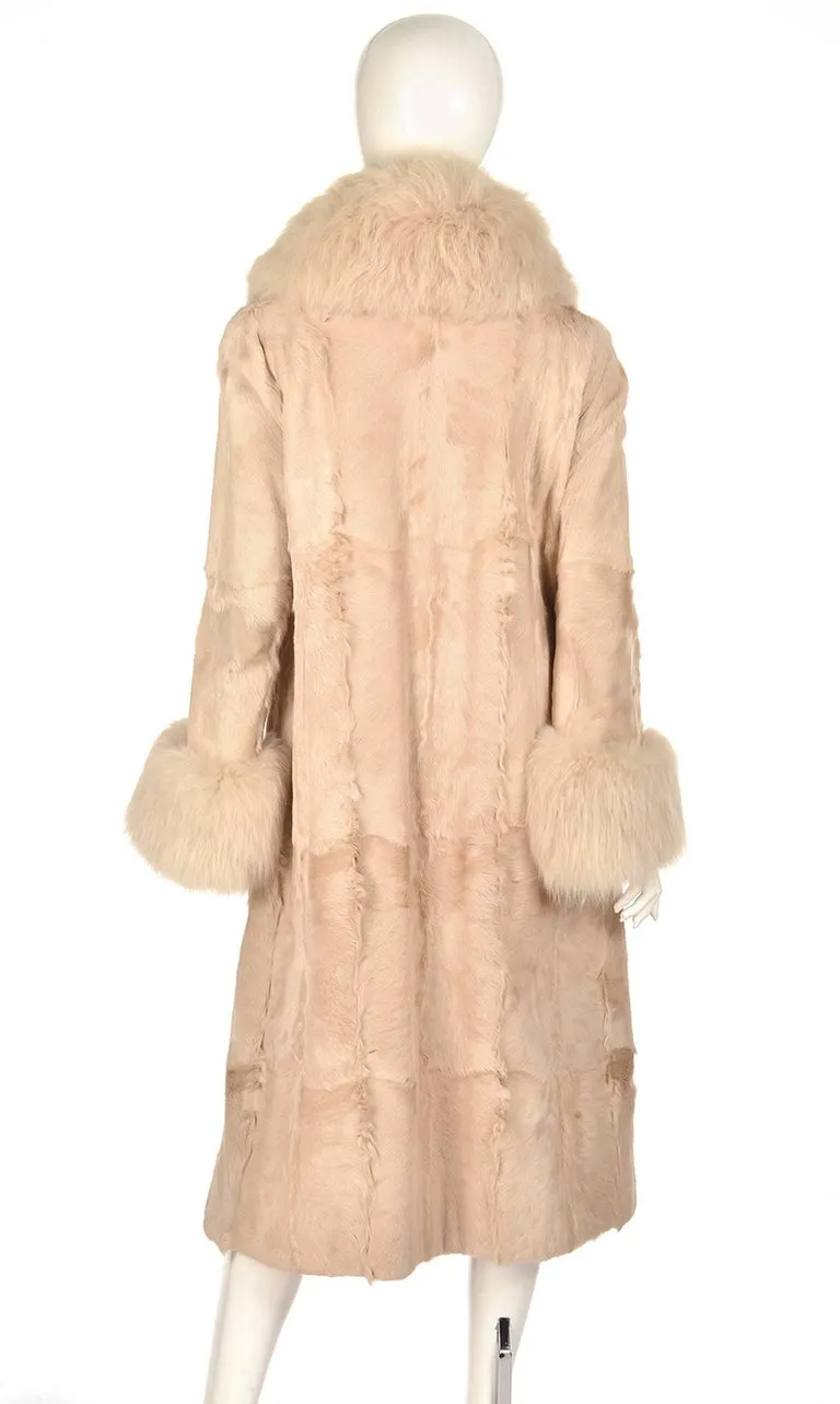 1960s Bisque Calf and Angora Rabbit Fur Coat