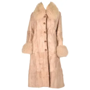 1960s Bisque Calf and Angora Rabbit Fur Coat