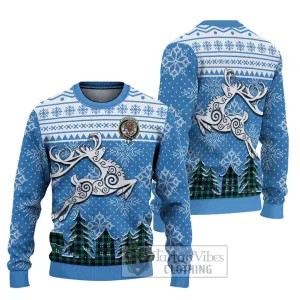 Abercrombie Clan Christmas Ugly Sweater with Tartan and Celtic Reindeer Style