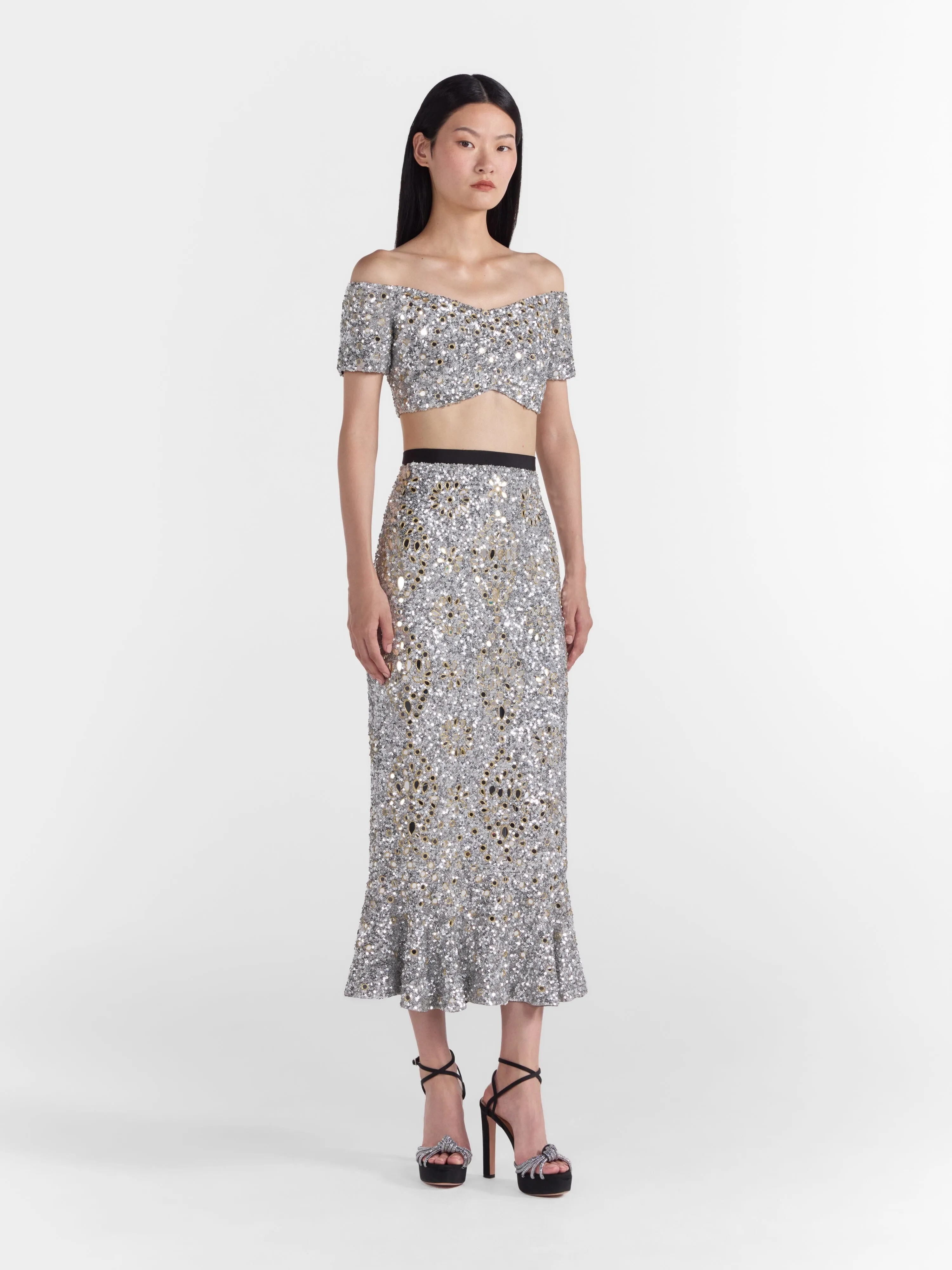 Aidan Skirt in Silver Sequin