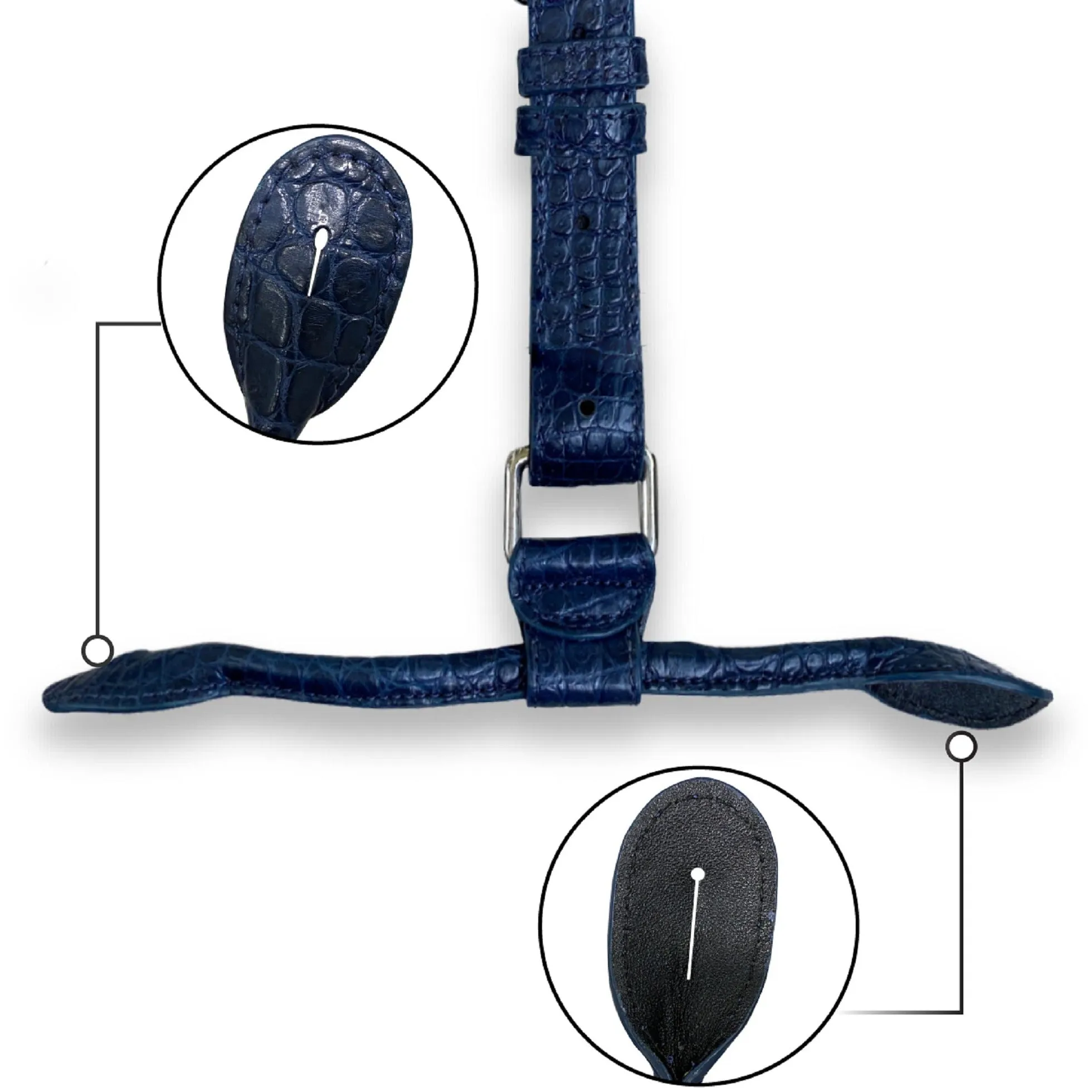 Alligator Y-Back Navy Blue Leather Suspenders Men Button End - Groomsmen Suspenders - Wedding Groom Suspenders Adjustable