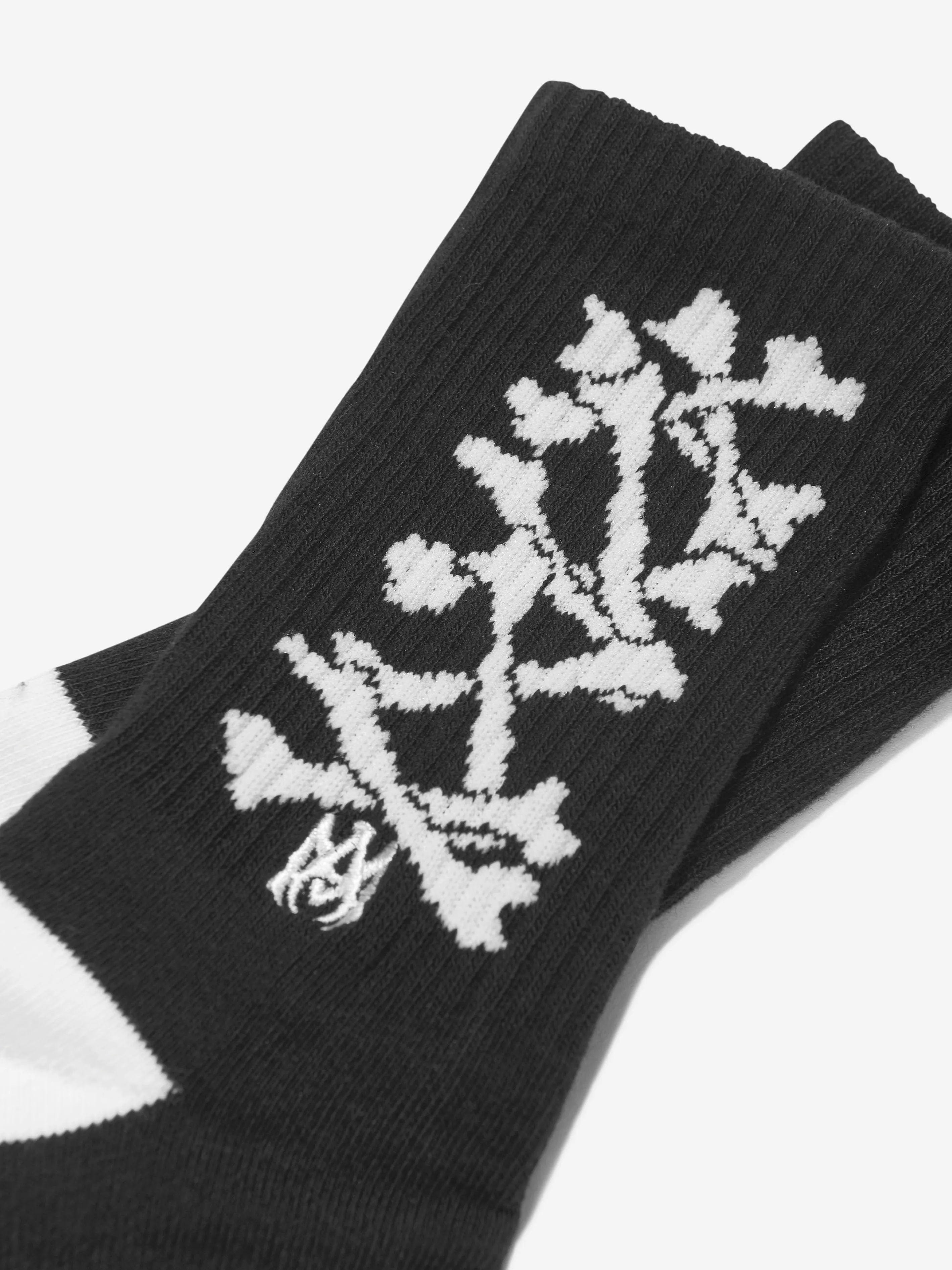 Amiri Kids Bones Stacked Socks in Black