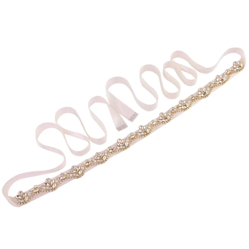 Annabelle Pearl and Crystal Bridal Belt - Gold