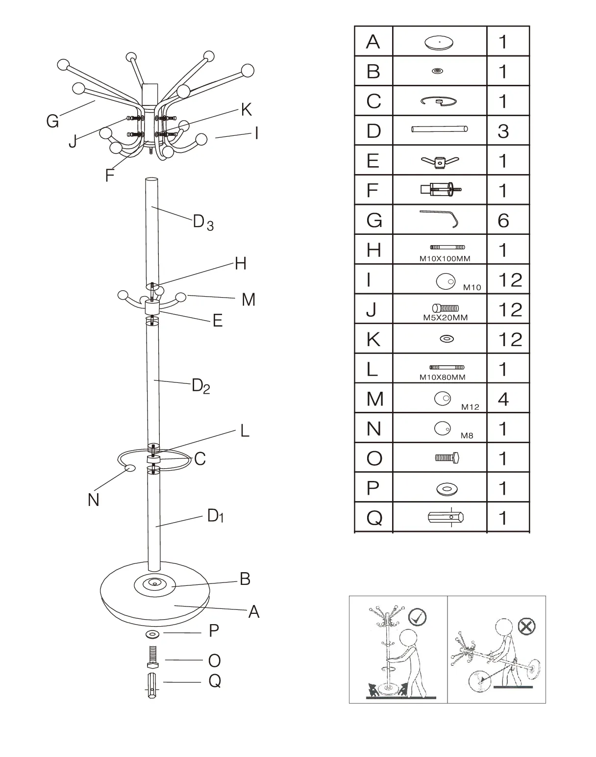 Arfan Metal Coat Rack Stand with Natural Marble Base, Free Standing Hall Tree with 15 Hooks for Hanging Scarf, Bag, Jacket, Home Entry-way Hat Hanger Organizer 8009 (White)