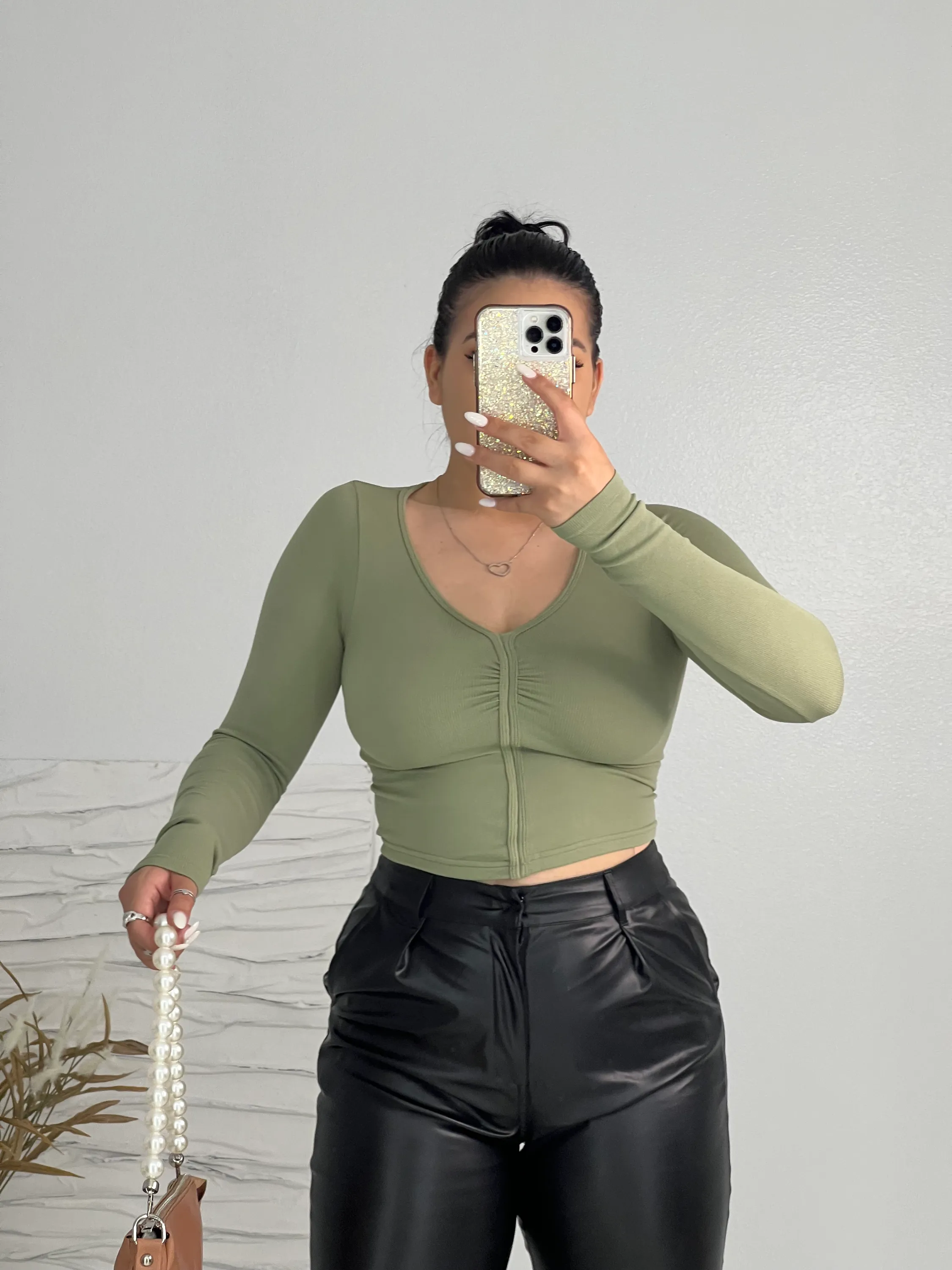 Baby Boo Long Sleeve Top (Olive)