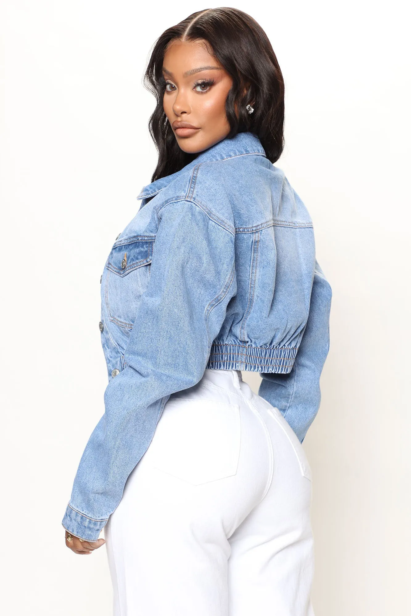 Backstage Crop Denim Jacket - Medium Blue Wash