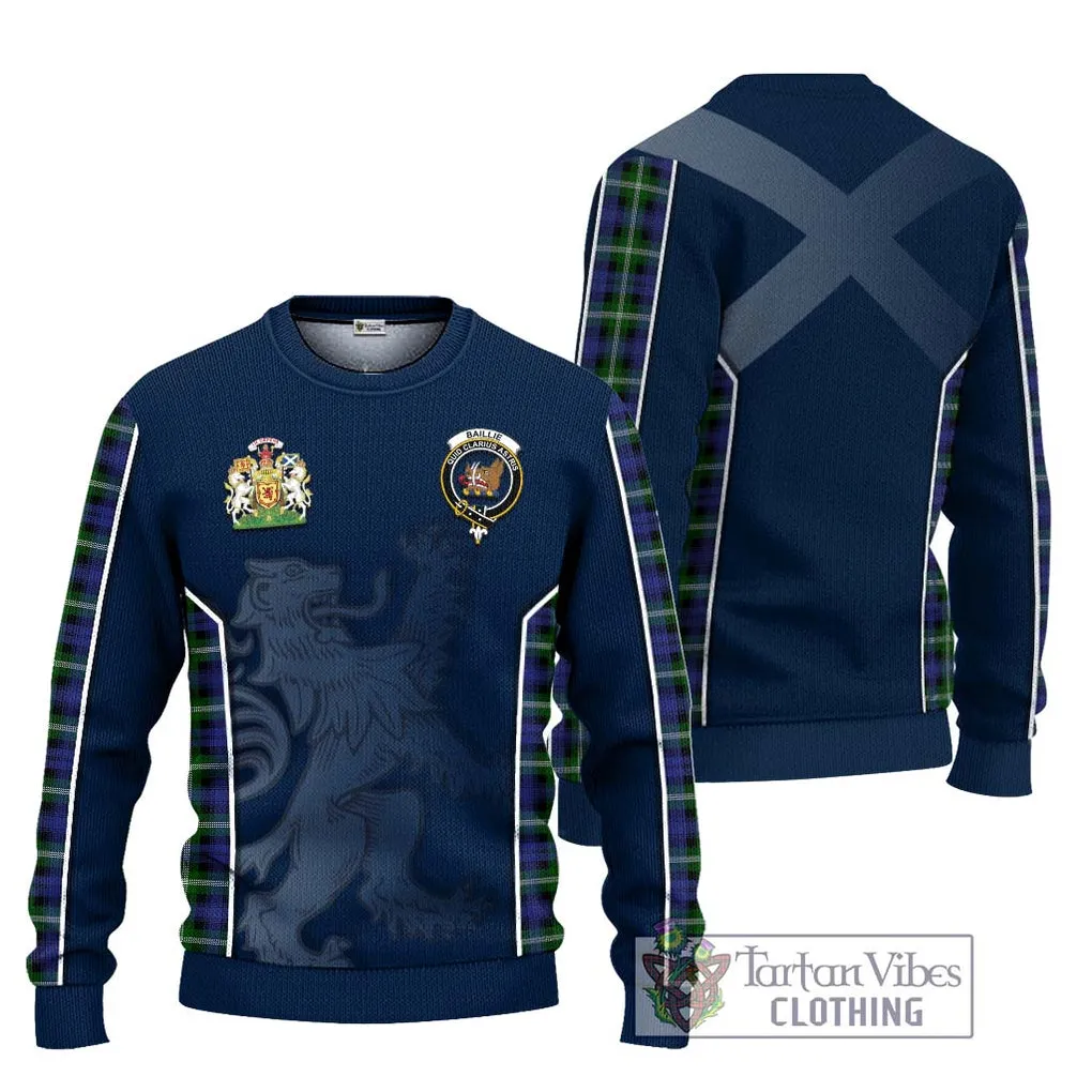 Baillie of Polkemmet Tartan Ugly Sweater with Family Crest and Lion Rampant Vibes Sport Style