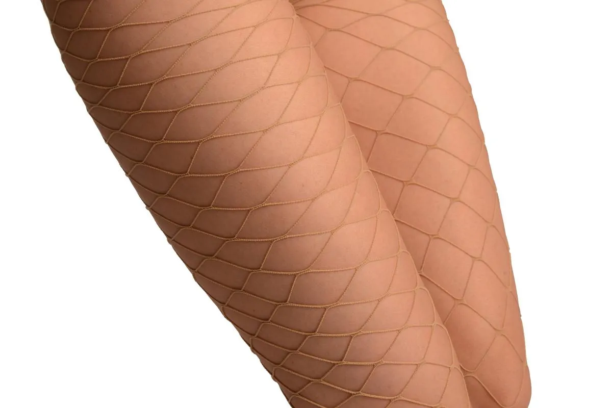 Beige Large Mesh Luxury Fishnet Tights