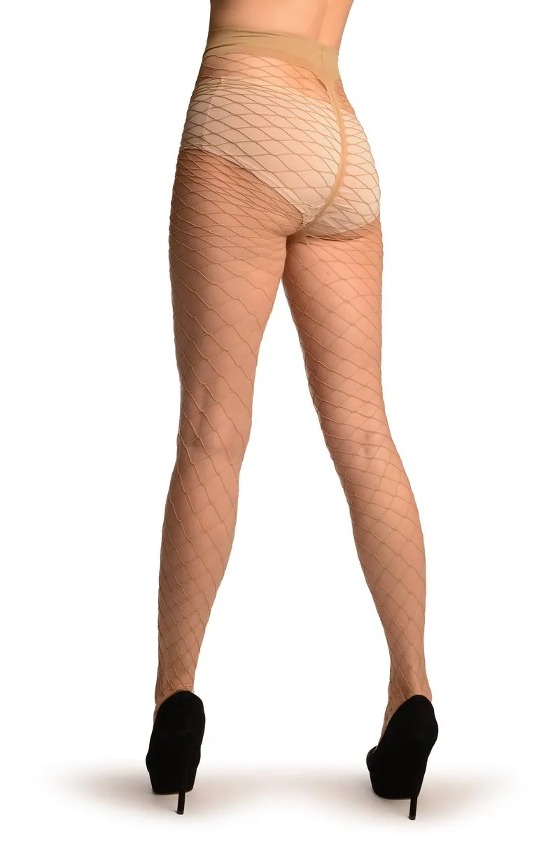 Beige Large Mesh Luxury Fishnet Tights