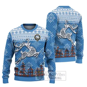 Bethune Clan Christmas Ugly Sweater with Tartan and Celtic Reindeer Style