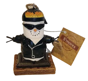 Biker Smore Ornament with Black Leather Jacket Resin 3"