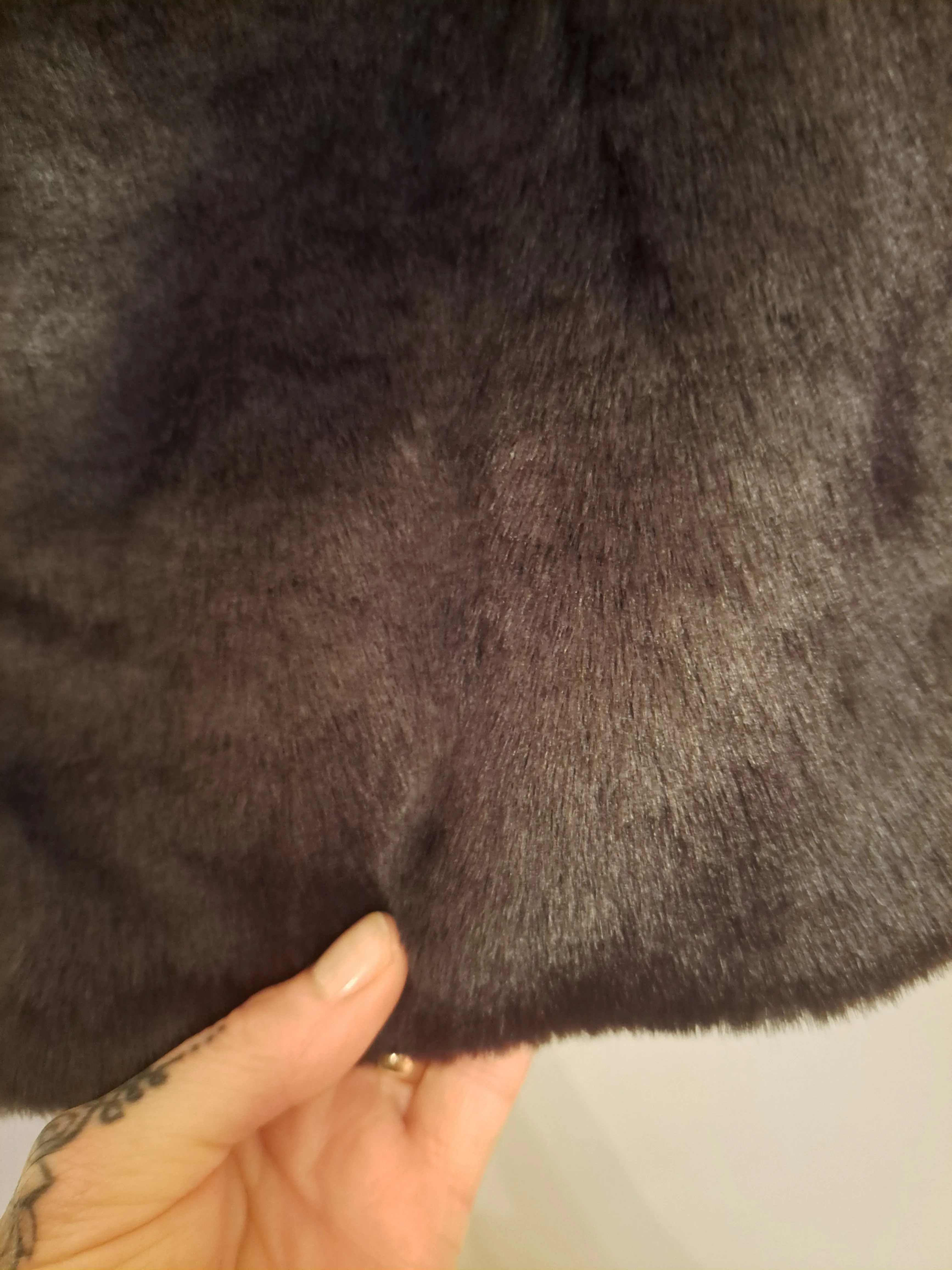 Black Faux Fur Animal Ears Faux Fur Jacket