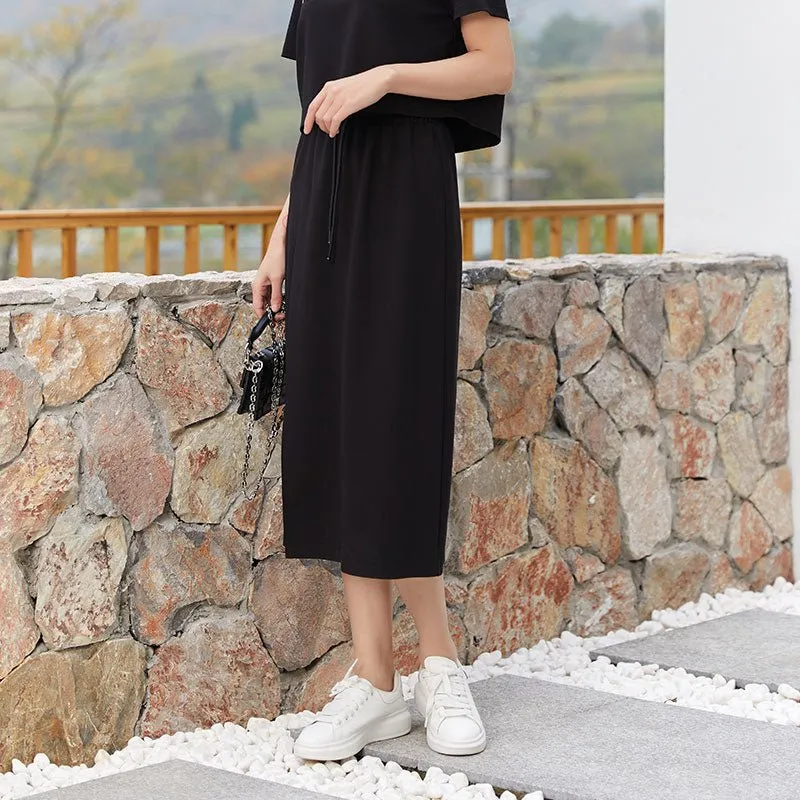 Black Retro Slit Long Skirt