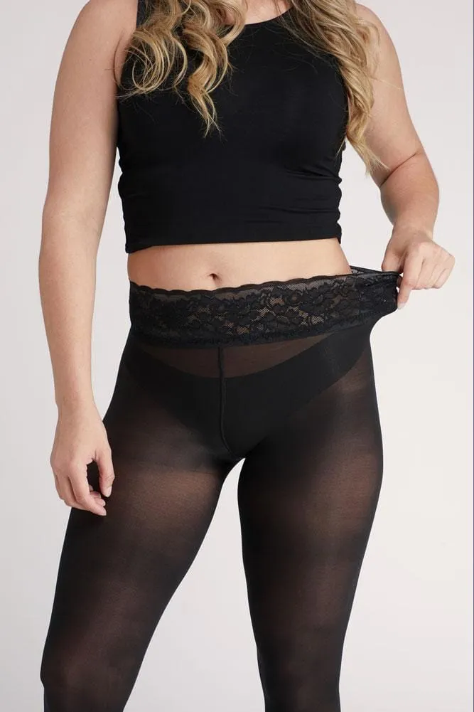 Black Semi-Opaque Tights With Luxe Comfort Waistband