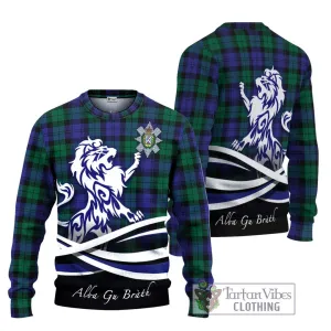 Black Watch Modern Tartan Ugly Sweater with Alba Gu Brath Regal Lion Emblem