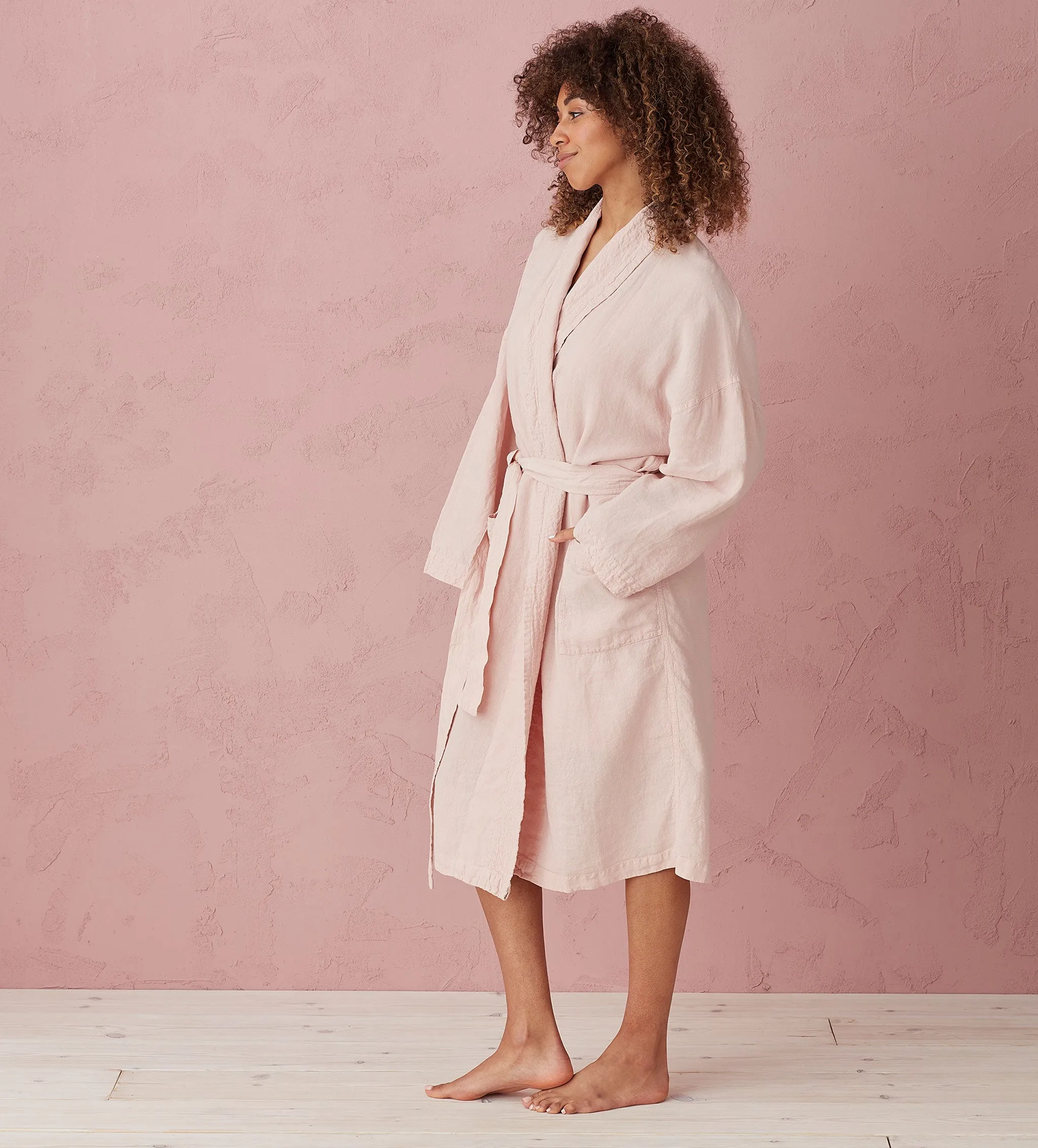 Blush Pink Layla 100% Linen Robe