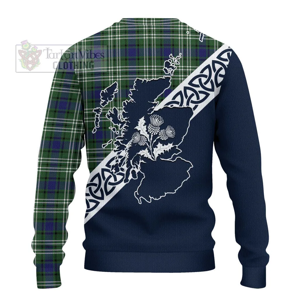 Blyth Tartan Ugly Sweater Featuring Thistle and Scotland Map