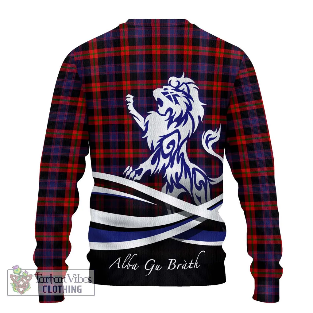 Brown (Broun) Tartan Ugly Sweater with Alba Gu Brath Regal Lion Emblem