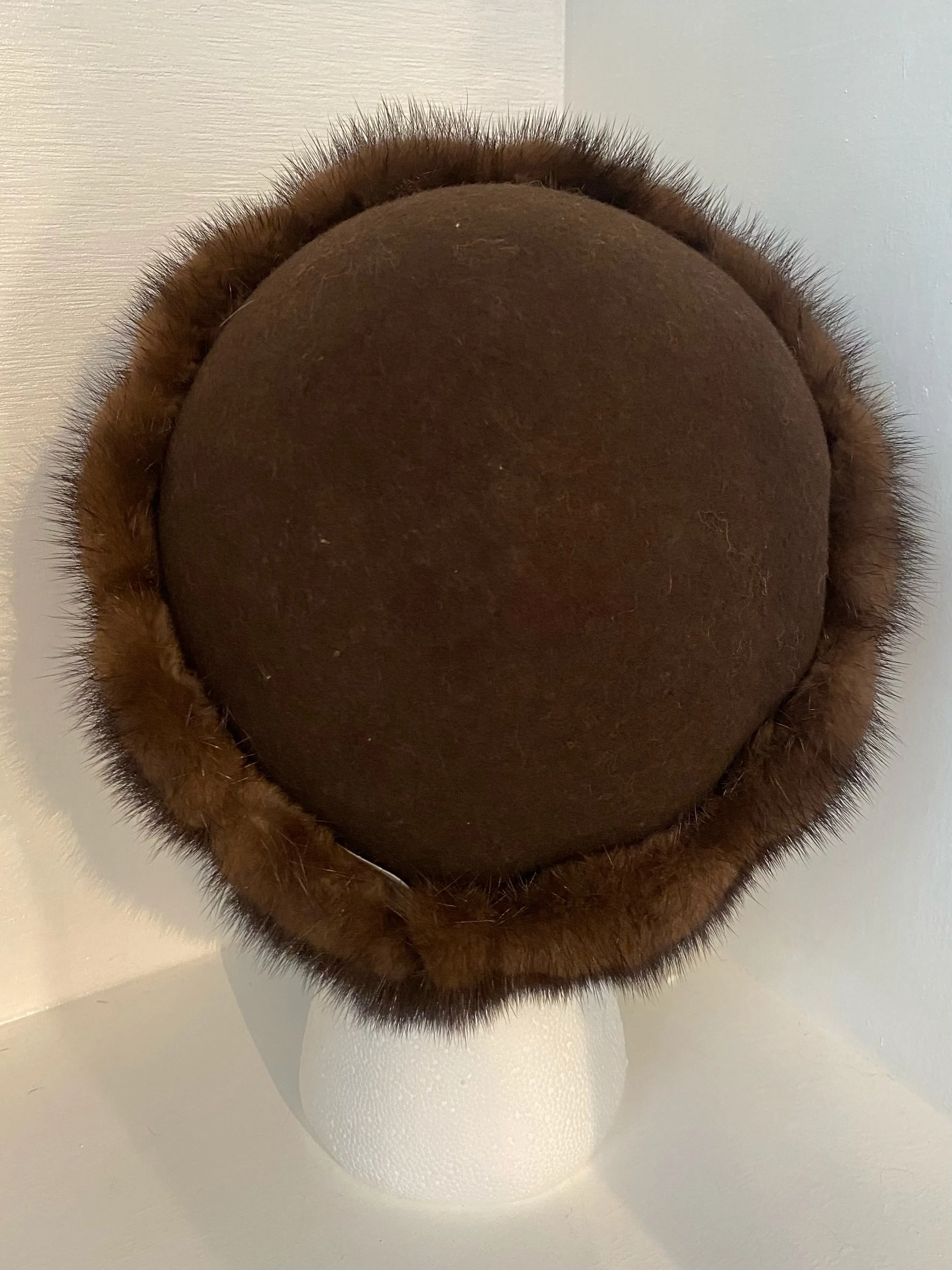 Brown Wool Felt Hat Trimmed with Mahogany Mink