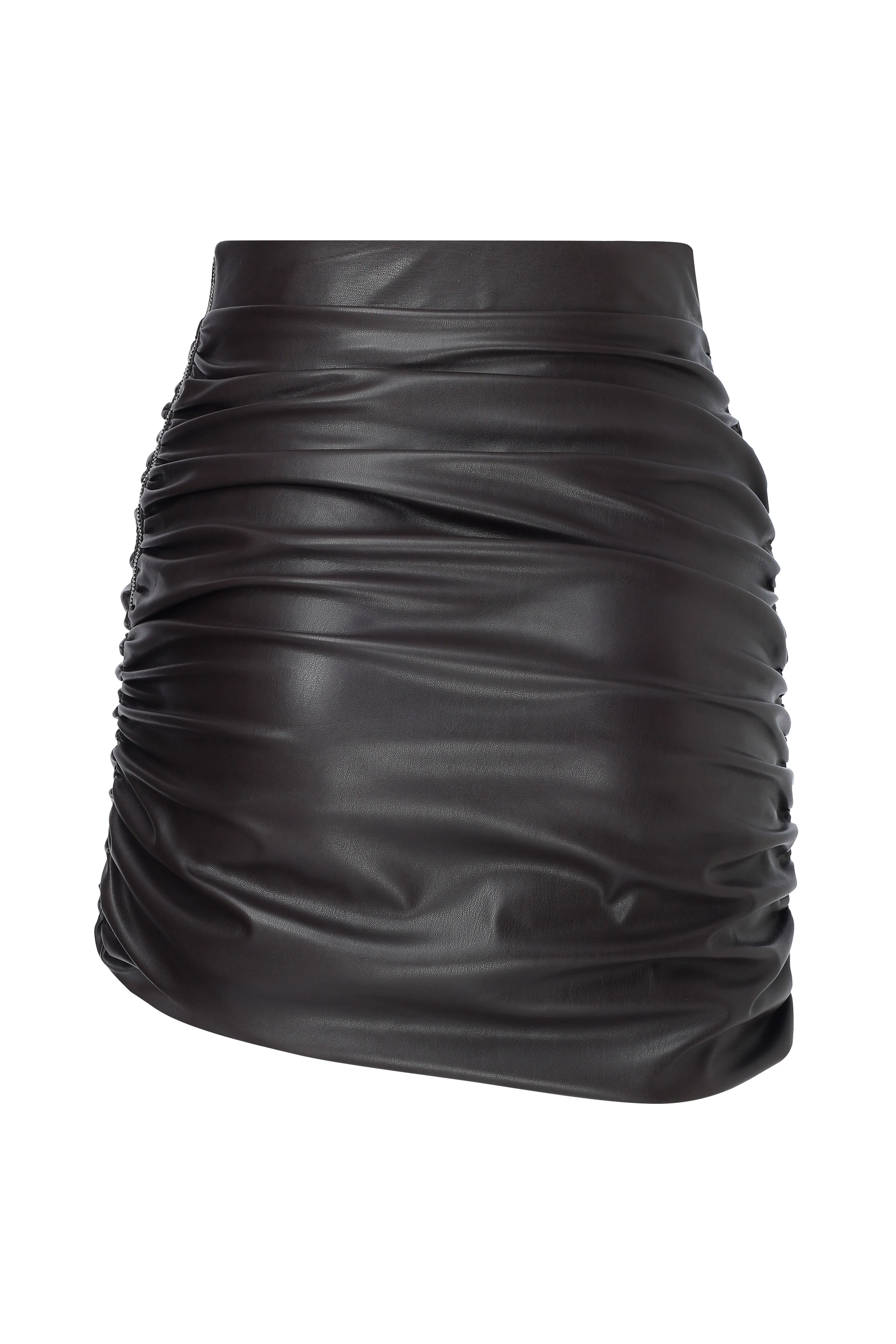 Chels Ruched Skirt in Brown