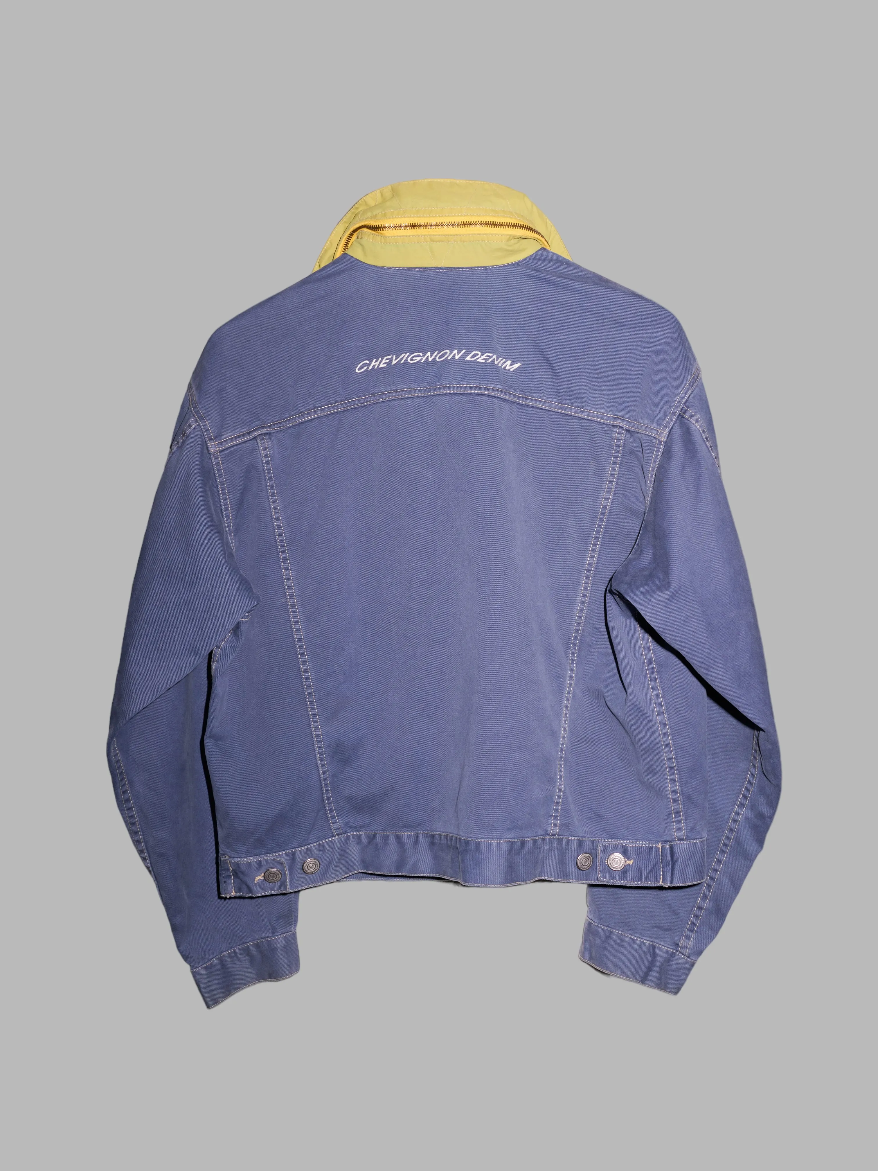 Chevignon Denim 1990s smoky blue denim trucker jacket with integrated vest - M