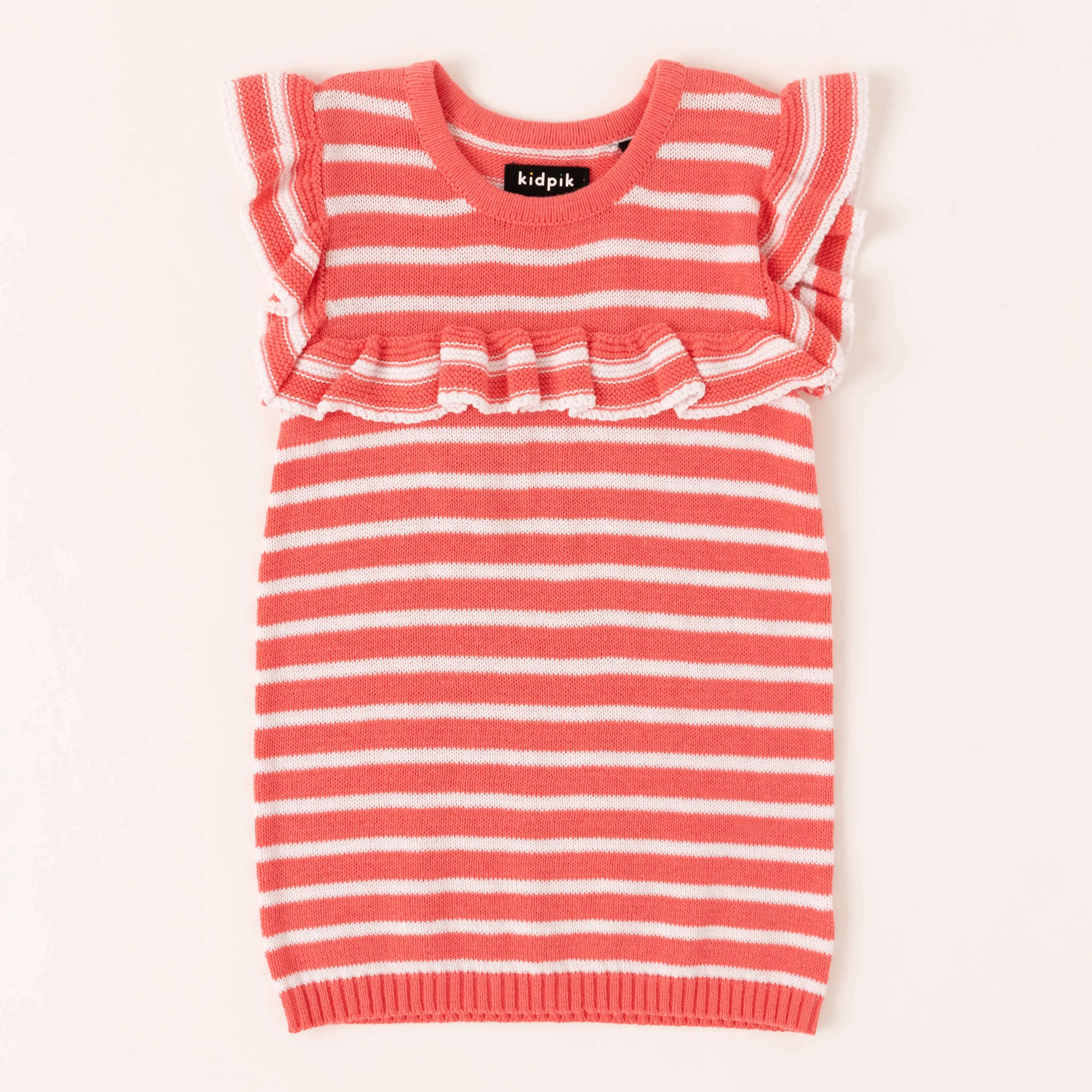 Clean Stripe Ruffle Yoke Sweater