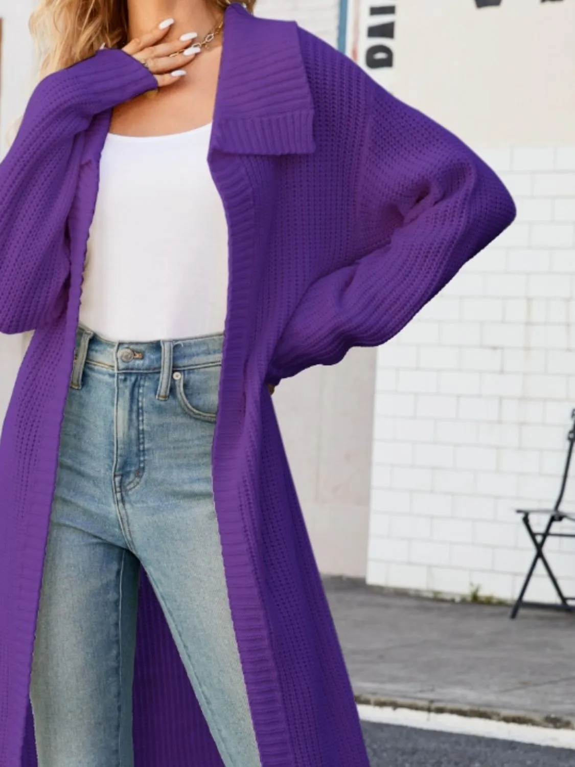 Collared Open Front Duster Cardigan