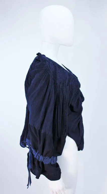 COMME DES GARÇONS Navy Cotton Blouse with Flare Sleeve Size S