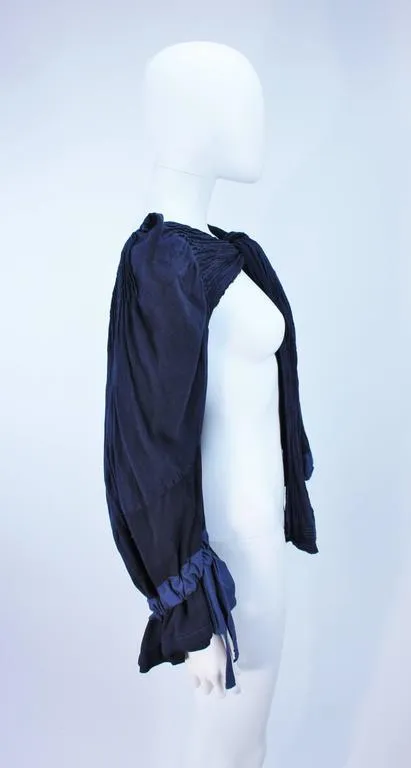 COMME DES GARÇONS Navy Cotton Blouse with Flare Sleeve Size S