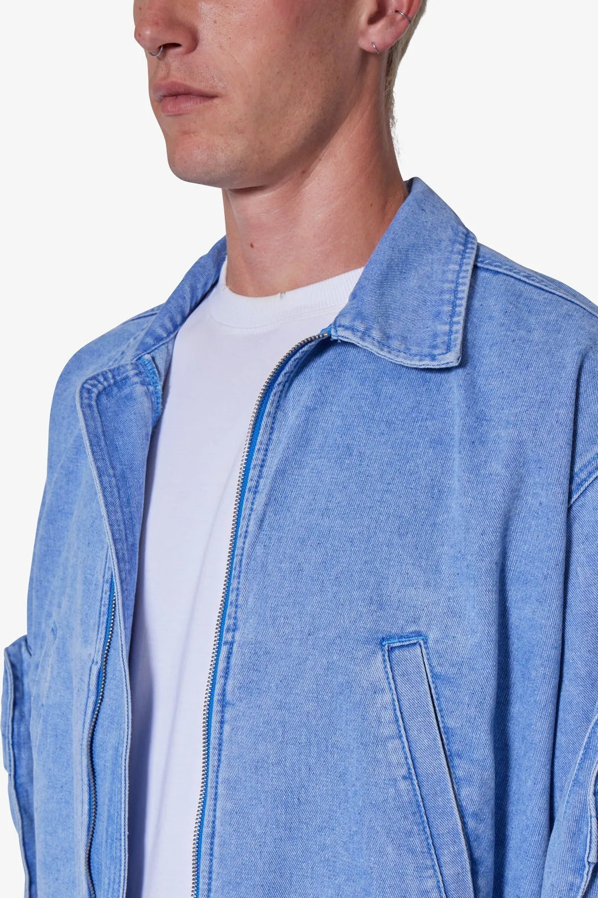 Cropped Denim Jacket - Blue