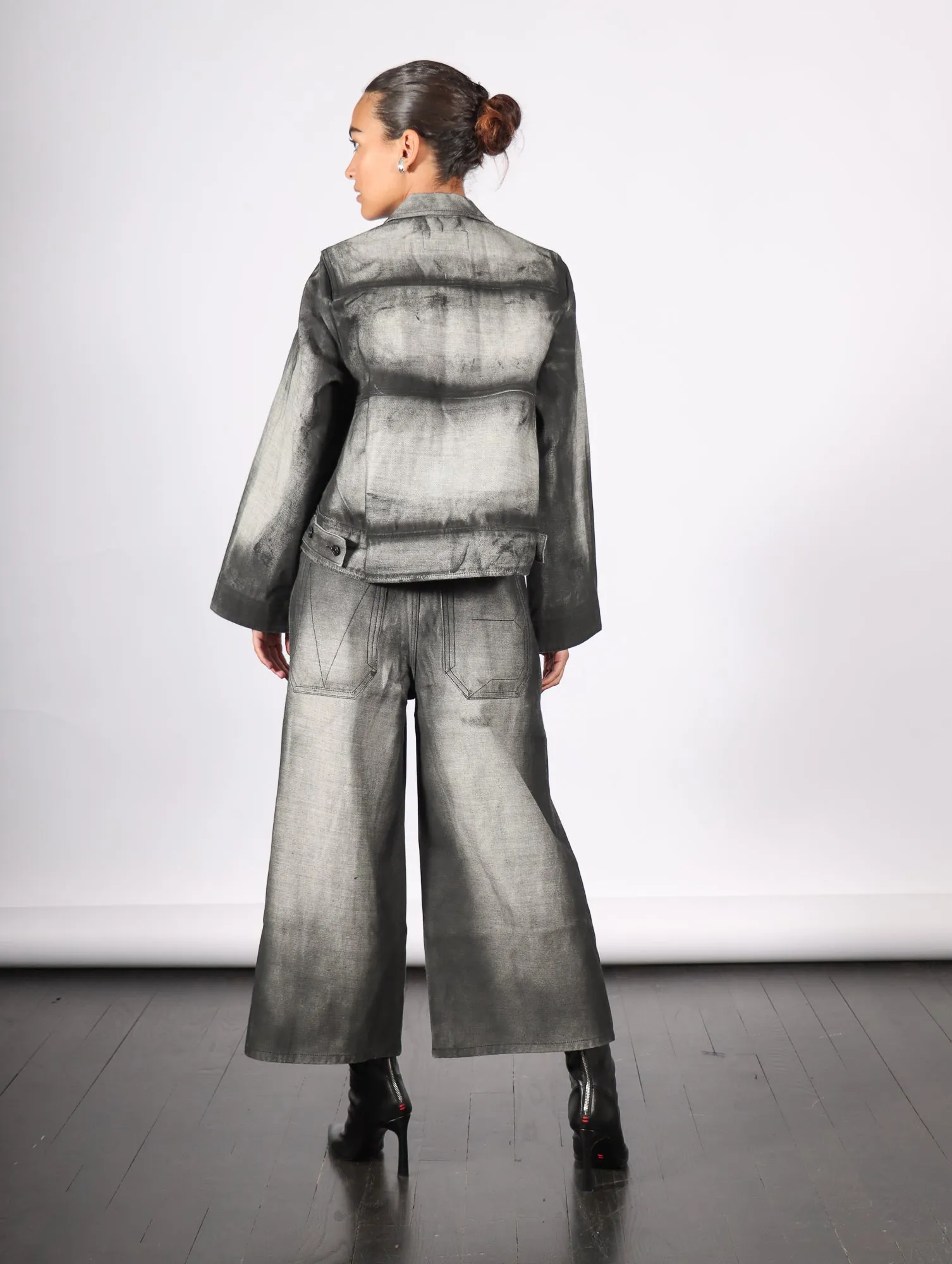 Cropped Denim Jacket in Black Shadow Paint by Melitta Baumeister