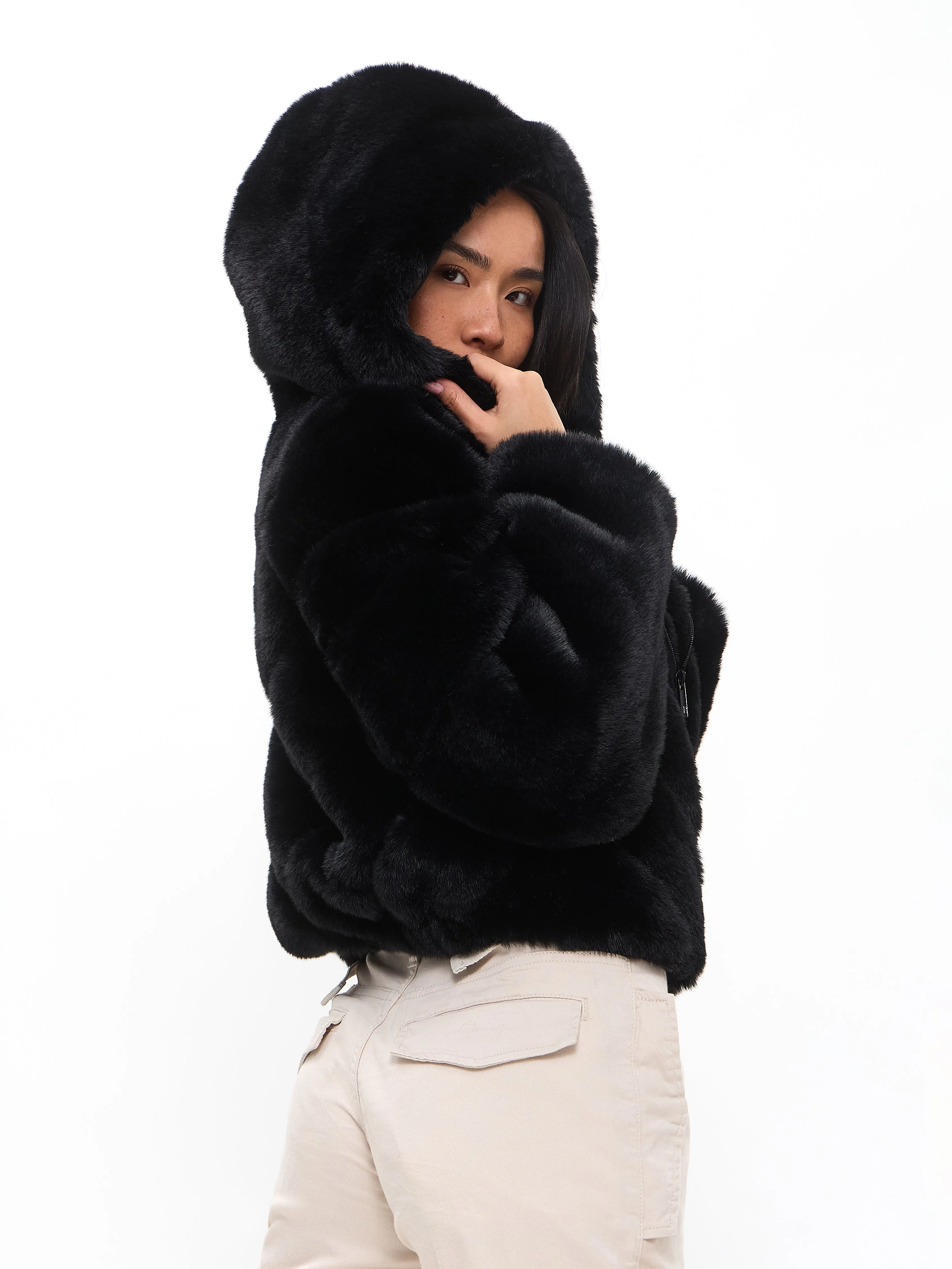 Cruellafree Faux Fur Coat - Black