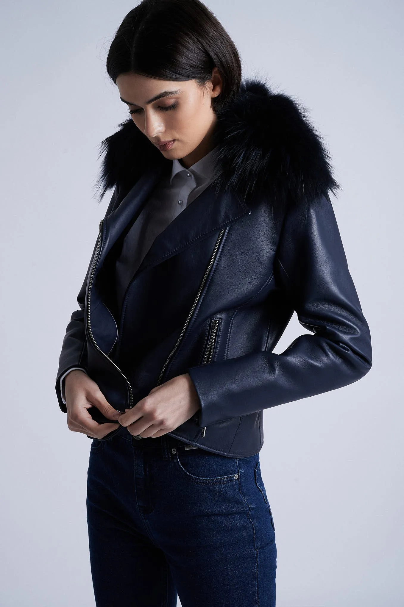 Detatchable collar Biker jacket