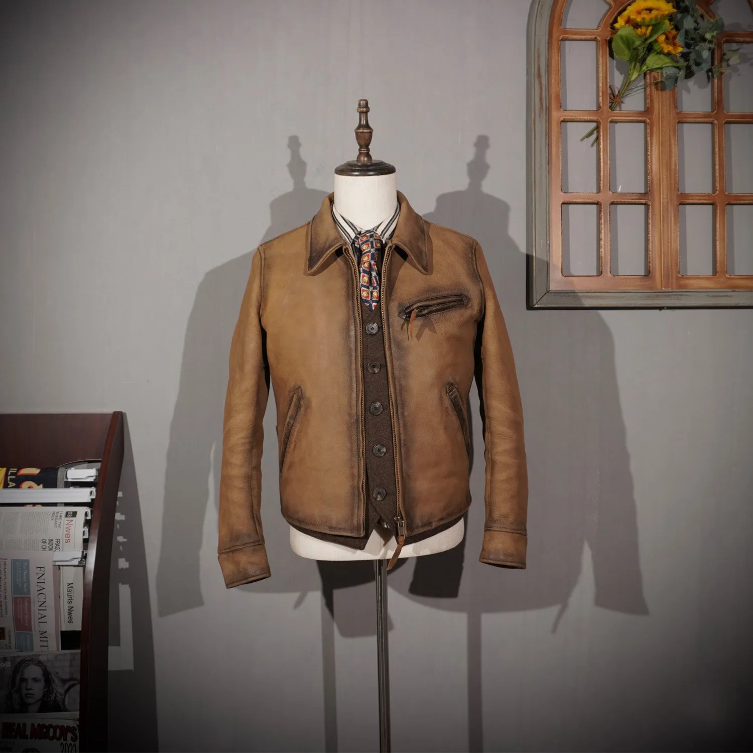 Distressed 1930s Leather Sports Jacket