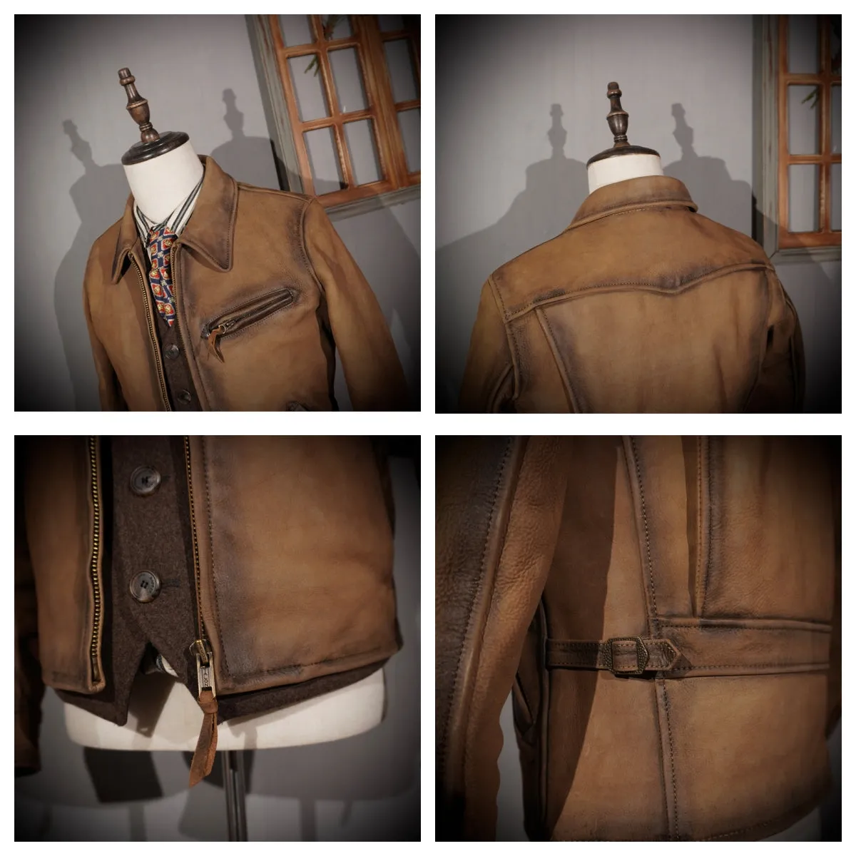 Distressed 1930s Leather Sports Jacket