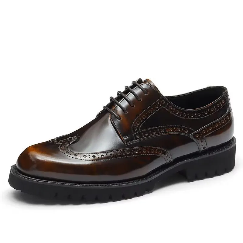 Embossed Elegance Brogue Dress Shoes