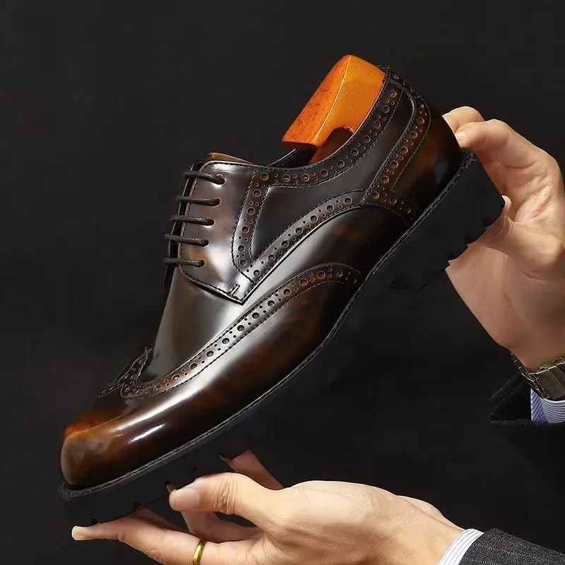 Embossed Elegance Brogue Dress Shoes