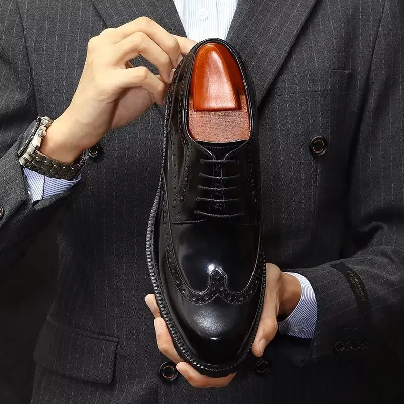 Embossed Elegance Brogue Dress Shoes