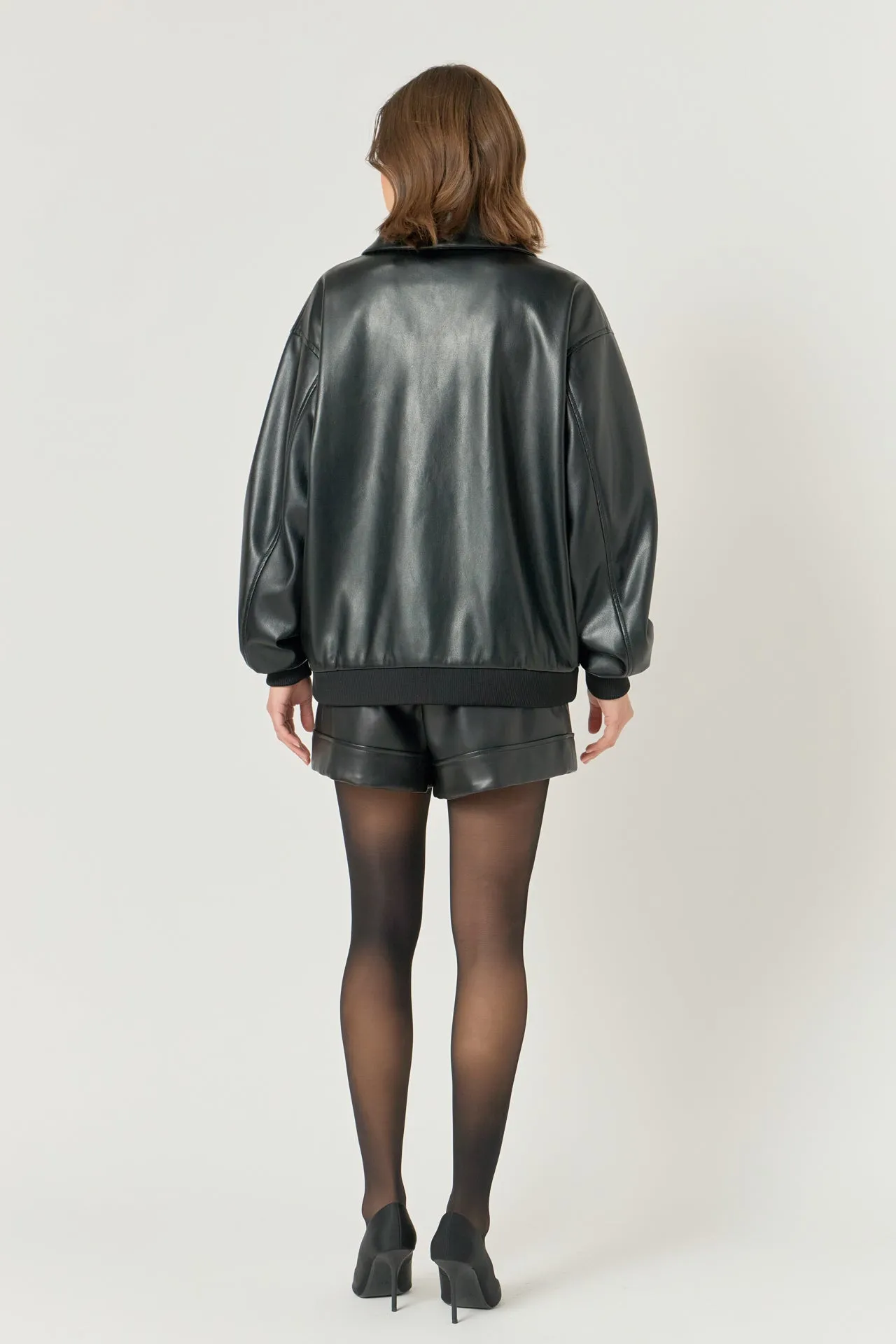 Endless Rose - Oversized Faux Leather Jacket