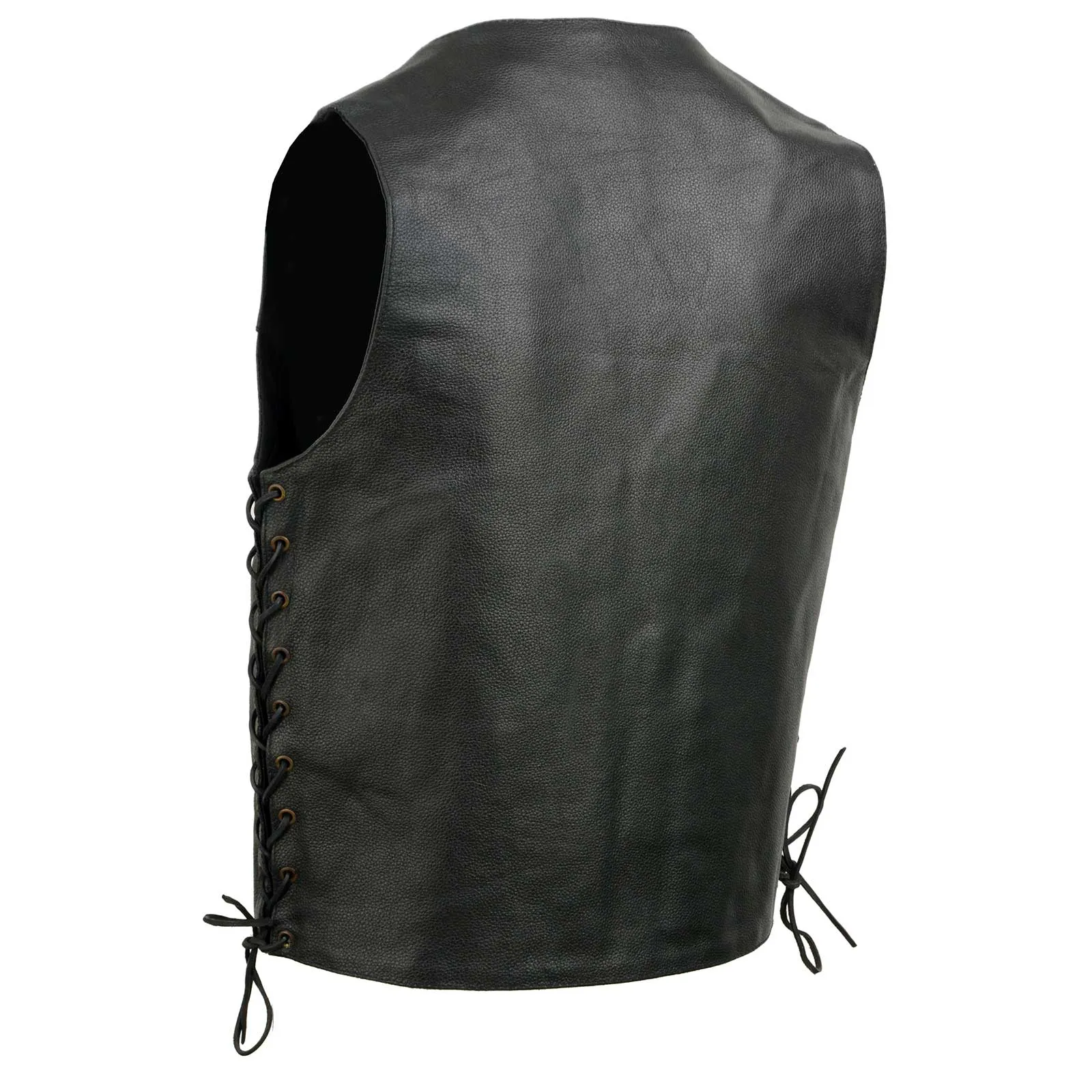 Event Leather EL5391 Black Motorcycle Leather Vest for Men w/ 10 Pockets- Riding Club Adult Motorcycle Vests