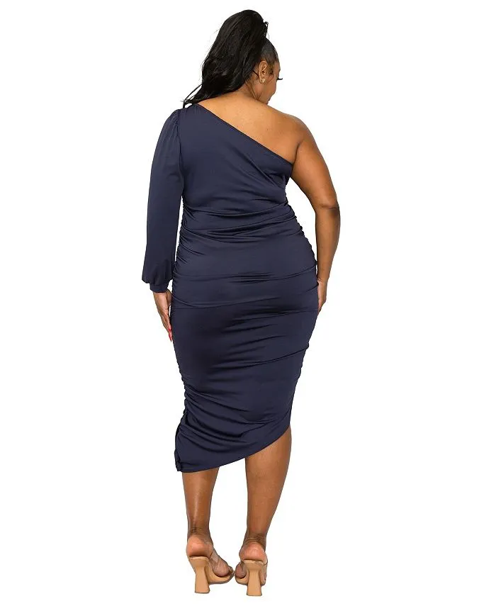 Gaia Plus Size Asymmetrical Bodycon Dress L I V D, Blue