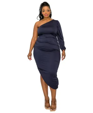 Gaia Plus Size Asymmetrical Bodycon Dress L I V D, Blue