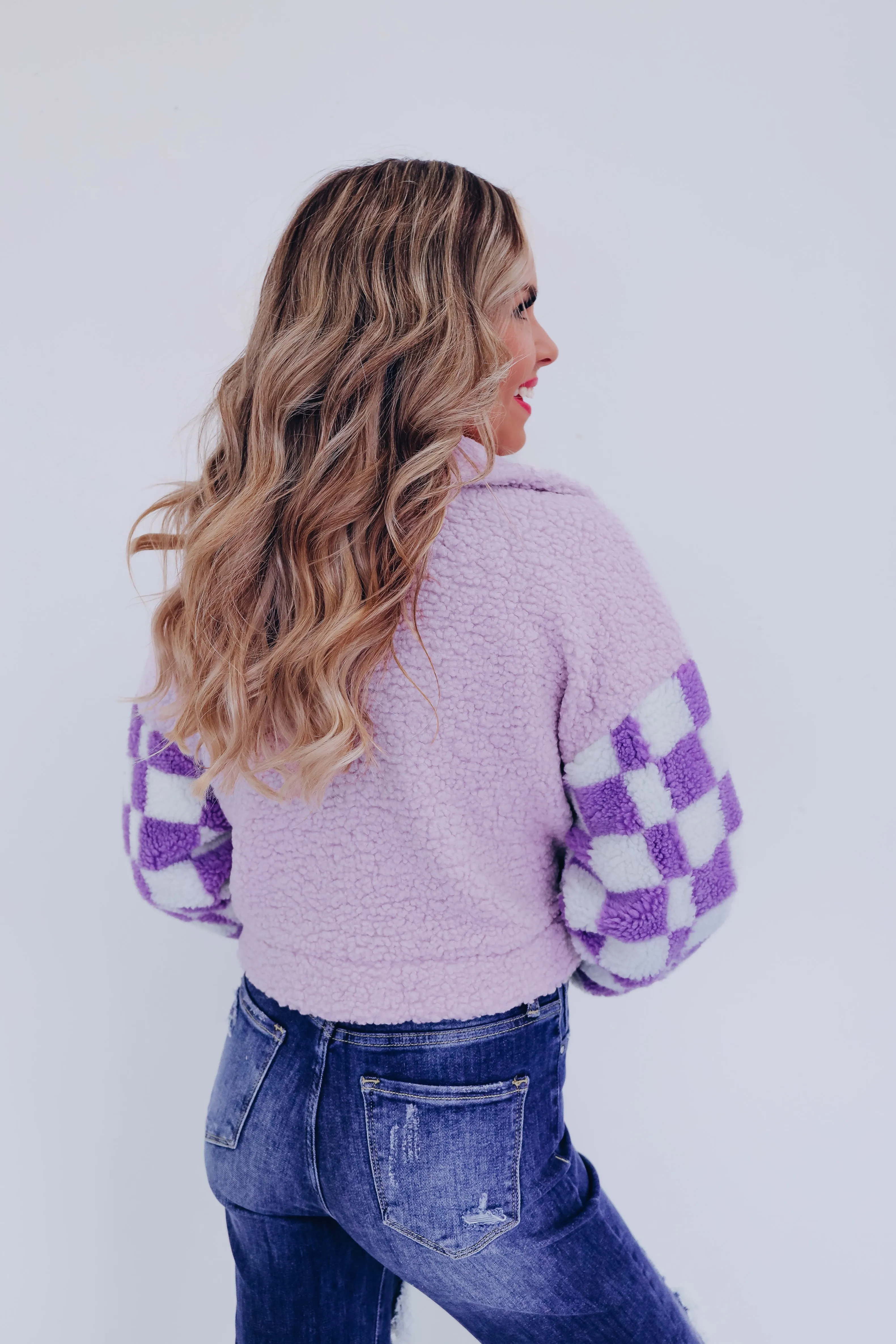 GiGi Sherpa Cropped Jacket - Lavender