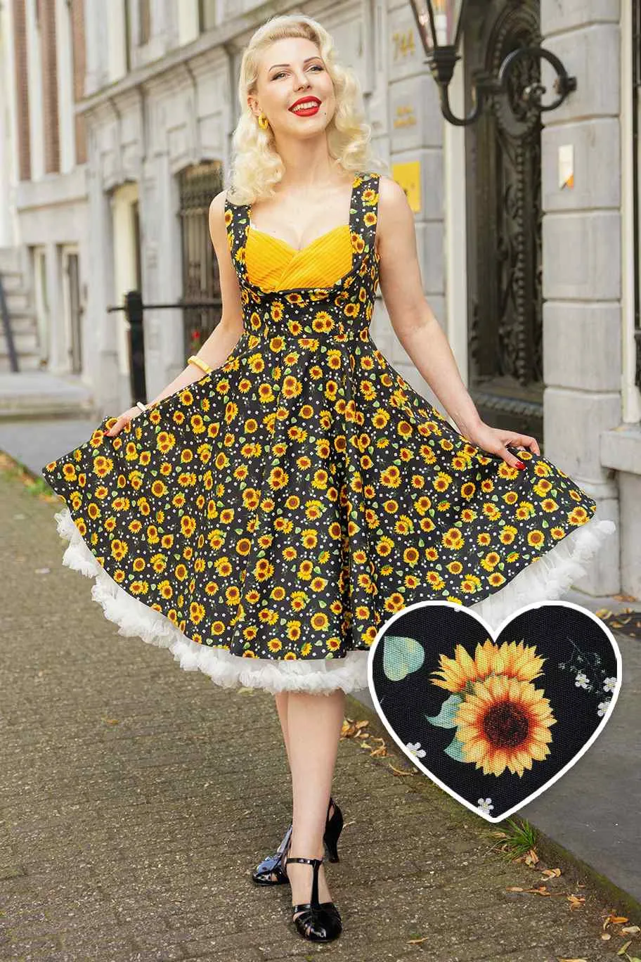 Grace Sunflower Pleated Bust Dress