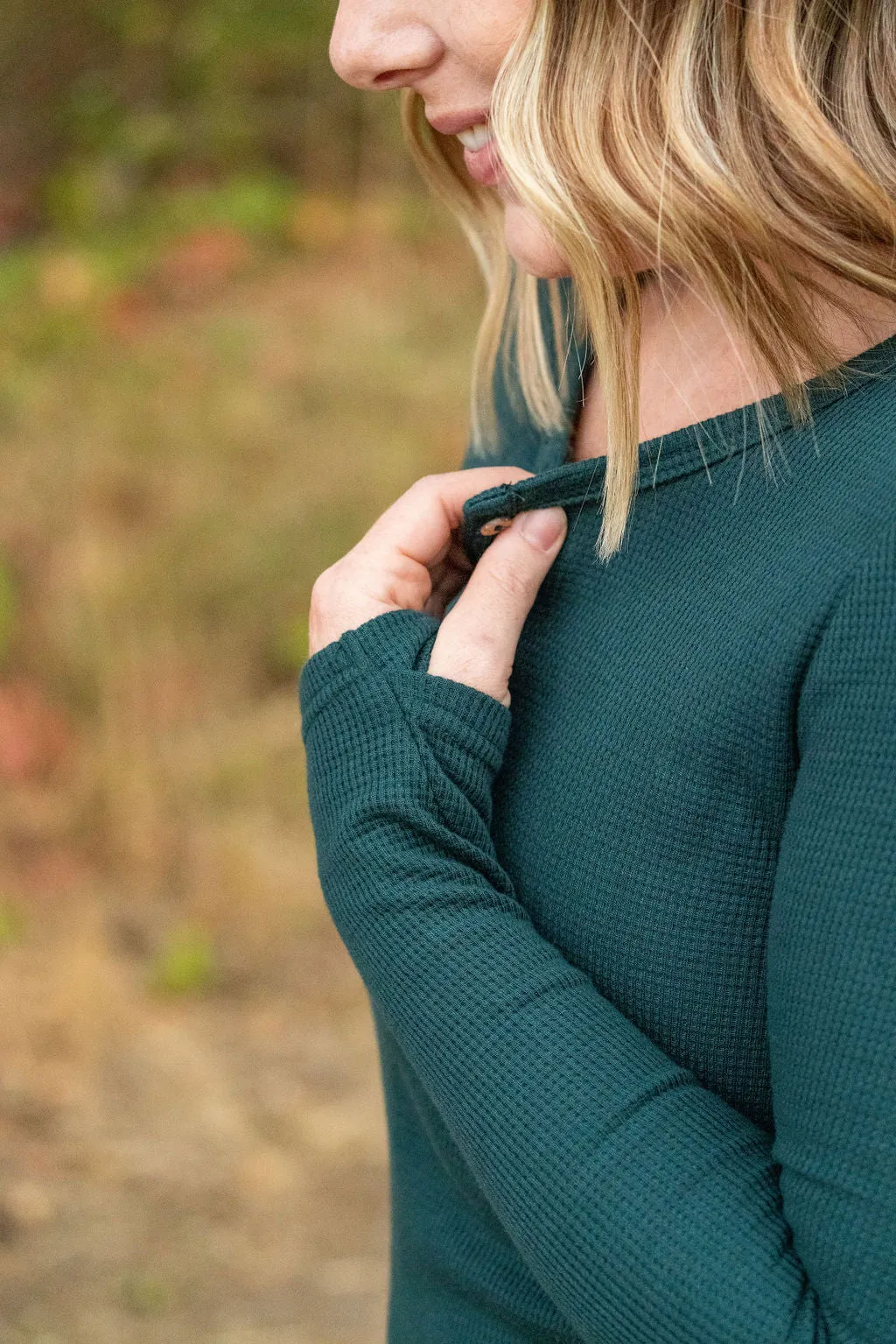 IN STOCK Harper Long Sleeve Henley - Evergreen | Women's Cozy Shirt