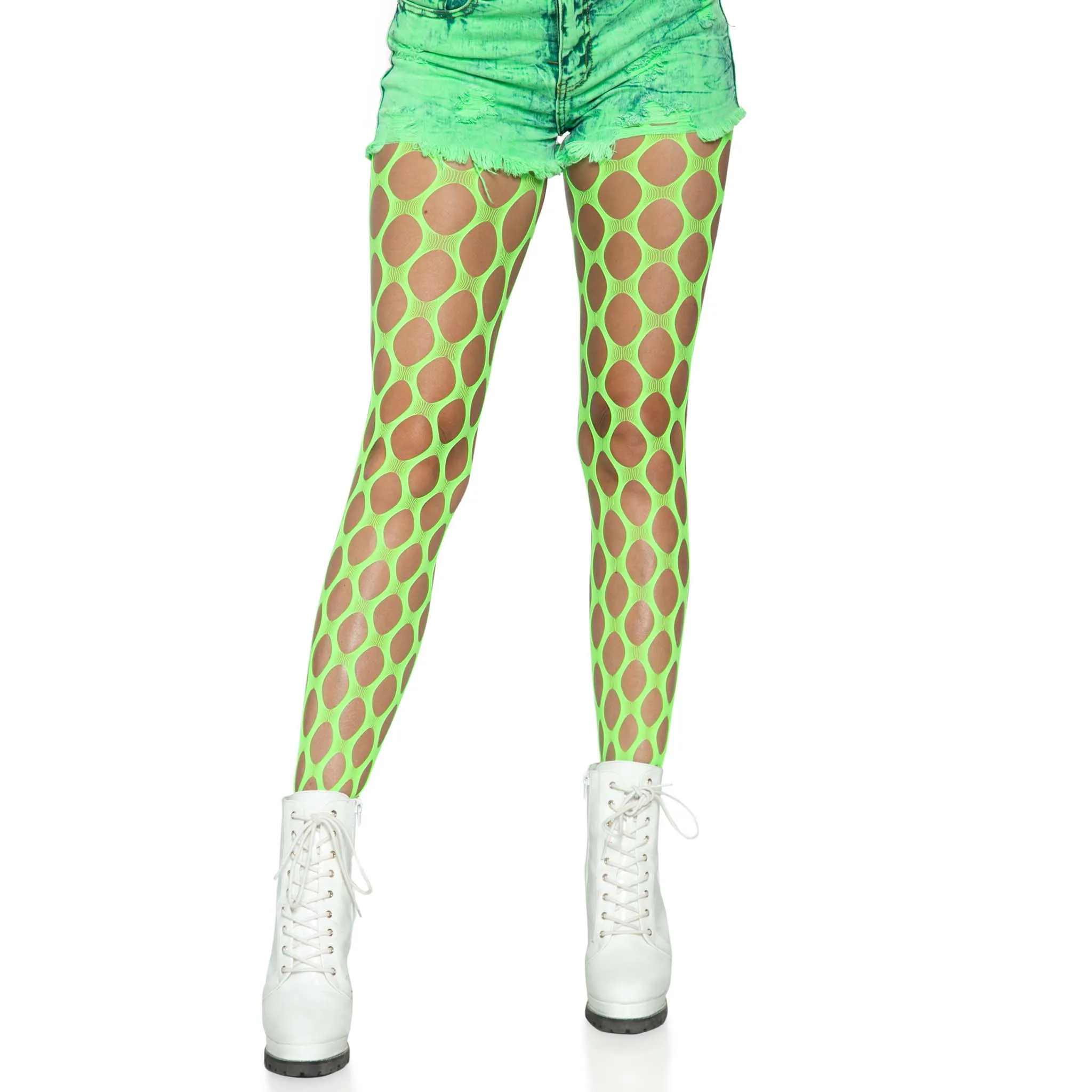 Jumbo Pothole Net Tights - Neon Green - One Size