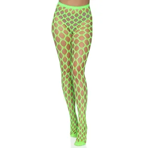 Jumbo Pothole Net Tights - Neon Green - One Size