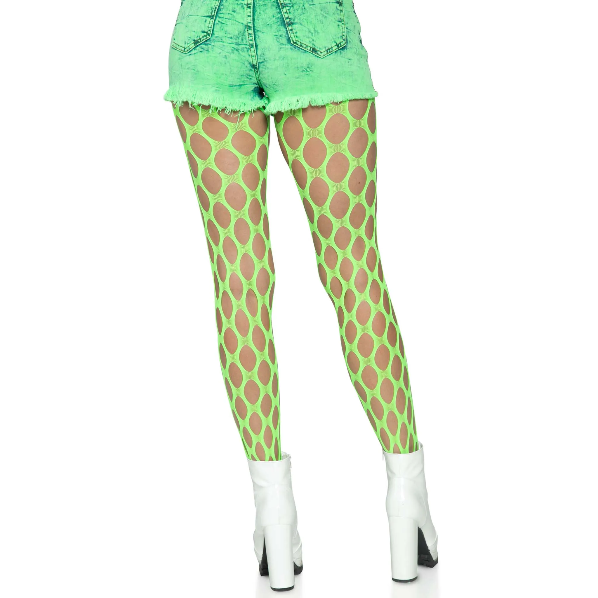 Jumbo Pothole Net Tights - Neon Green - One Size