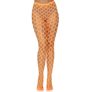 Jumbo Pothole Net Tights - Neon Orange - One Size